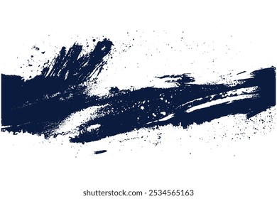 Pincelada y textura. Cepillo de la mancha, dibujo de la mano del trazo del pincel de la textura blanco-azul de acrílico, aislado en el fondo blanco.