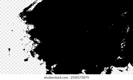 Brush stroke texture. Transparent background. Black color. Vector illustration.
