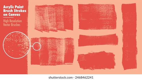 Texturas de pincel con textura de lienzo. Creado a partir de escaneos de Pintura acrílica sobre lienzo. Cepillos de Vector detallados de alta calidad