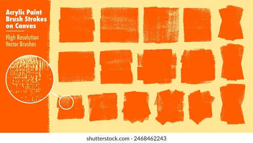 Brush Stroke Textures with Canvas Texture. Created from scans of Acrylic Paint on Canvas. High Quality, Detailed Vector brushes