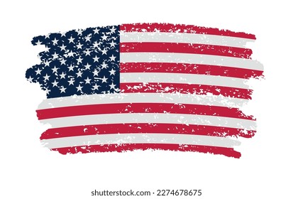 Brush stroke United States flag.Flag of USA in grunge style.