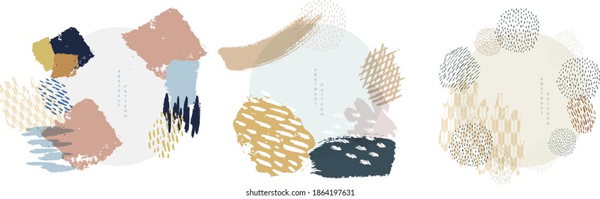 Pinselstrich, Vektorgrafik mit abstraktem Kunstobjekt. Maltextur mit japanischem Symbol und Symbol.
