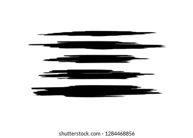 Brush stroke vector with black color. line and stroke texture. box or frame background.