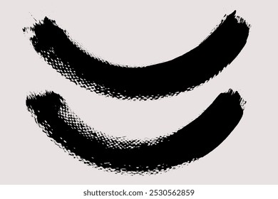 Brush stroke vector. Painted curves, isolated on white background. Grunge textured design elements