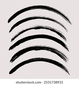 Brush stroke vector. Painted curves, isolated on white background. Grunge textured design elements