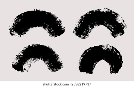Brush stroke vector. Painted curves, isolated on white background. Grunge textured design elements