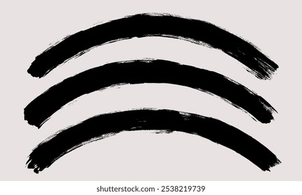Brush stroke vector. Painted curves, isolated on white background. Grunge textured design elements