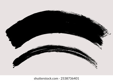Brush stroke vector. Painted curves, isolated on white background. Grunge textured design elements