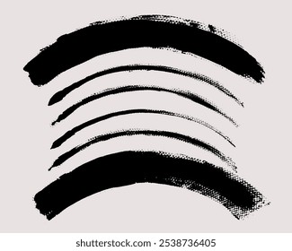 Brush stroke vector. Painted curves, isolated on white background. Grunge textured design elements