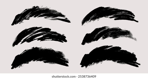 Brush stroke vector. Painted curves, isolated on white background. Grunge textured design elements