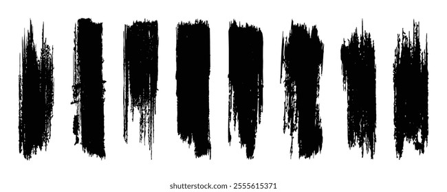 Brush Stroke Vector Set and Painted Text Boxes. Dirty Brush Texture. Grunge Brush Stroke. Set of Paintbrush. Artistic Grunge Texture. Collection of Brush Strokes and Grunge Elements