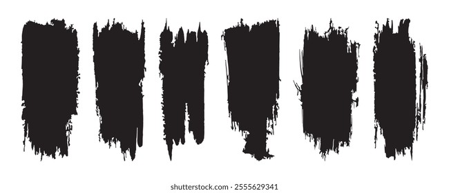 Brush Stroke Vector Set and Painted Text Boxes. Dirty Brush Texture. Grunge Brush Stroke. Set of Paintbrush. Artistic Grunge Texture. Collection of Brush Strokes and Grunge Elements