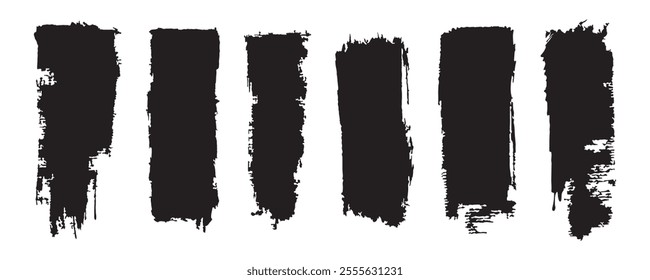 Brush Stroke Vector Set and Painted Text Boxes. Dirty Brush Texture. Grunge Brush Stroke. Set of Paintbrush. Artistic Grunge Texture. Collection of Brush Strokes and Grunge Elements