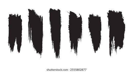 Brush Stroke Vector Set and Painted Text Boxes. Dirty Brush Texture. Grunge Brush Stroke. Set of Paintbrush. Artistic Grunge Texture. Collection of Brush Strokes and Grunge Elements