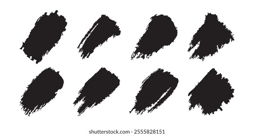 Brush Stroke Vector Set and Painted Text Boxes. Dirty Brush Texture. Grunge Brush Stroke. Set of Paintbrush. Artistic Grunge Texture. Collection of Brush Strokes and Grunge Elements