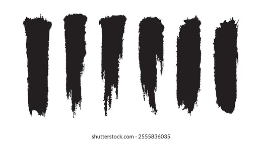 Brush Stroke Vector Set and Painted Text Boxes. Dirty Brush Texture. Grunge Brush Stroke. Set of Paintbrush. Artistic Grunge Texture. Collection of Brush Strokes and Grunge Elements