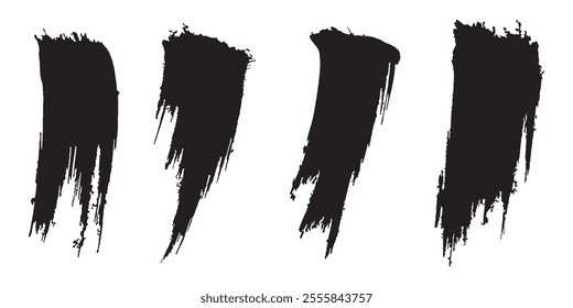 Brush Stroke Vector Set and Painted Text Boxes. Dirty Brush Texture. Grunge Brush Stroke. Set of Paintbrush. Artistic Grunge Texture. Collection of Brush Strokes and Grunge Elements