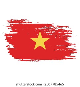 Brush Stroke Vietnam Flag On White Background Vector Design.