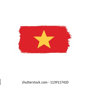 Brush stroke Vietnam flag. Vector Vietnam flag. 