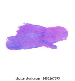 Brush Stroke. Violet Acrylic Paint Stain. Stroke of the Paint Brush Isolated on White Background. Vector Illustration Space for Text.