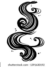 brush stroke wave. hand drawn shape.