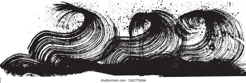 brush stroke wave. summer splash.