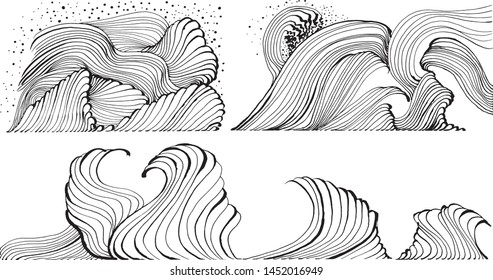 Brush Stroke Waves Set Wave Illustrations Stock Vector (Royalty Free ...