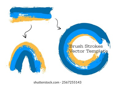 Brush stroke Yellow,
Blue.Vector stock hand draw illustration isolated on white background