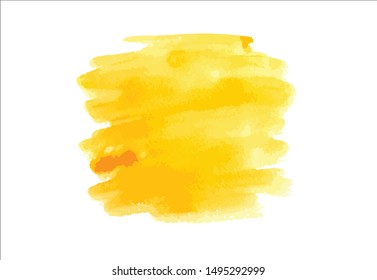 brush stroke yellow watercolor background.vector creative illustration