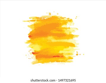 brush stroke yellow watercolor.vector creative illustration.