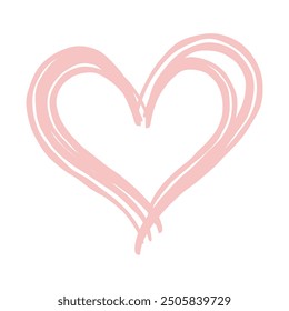 Brush stroked heart shape illustration. Heart doodle grunge textured vector icon.