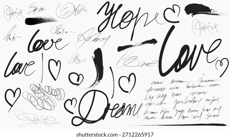 brush strokes, abstract pencil scribbles,Signature document, abstract pencil and crayon scribbles, Ink brush stroke scribble, signature, pencil sketch effect.eps10