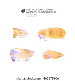 Brush strokes acrylic, gouache
Vector Abstract hand drawn acrylic watercolor background 
Color stain for design Paint brush strokes
Golden texture template  for banner, background