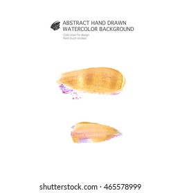 Brush strokes acrylic, gouache
Vector Abstract hand drawn acrylic watercolor background 
Color stain for design Paint brush strokes
Golden texture template  for banner, background