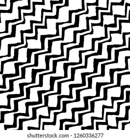 Brush strokes background from triangles. Grunge seamless pattern. Sketchy hand drawn graphic print. Black and White background. Grungy decoration. Vector design. Distress texture