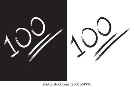 Icono de emoji negro de 100 cientos de pinceladas. Ilustración vectorial.