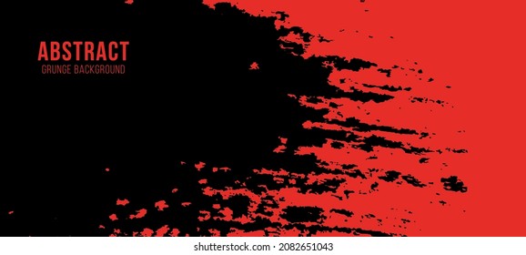 Brush strokes black and red, hand-drawn illustration background. Ink paint on brochure. Abstract grunge background.