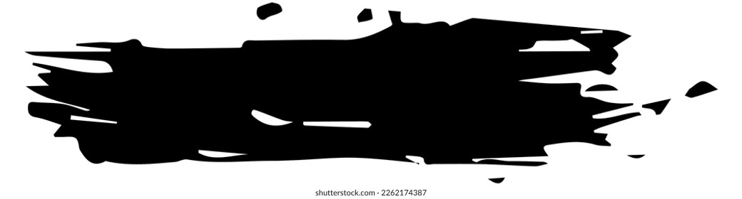 Brush strokes black silhouette in grunge style. Irregular shapes and rough edges. Vector design element for t-shirt or website.