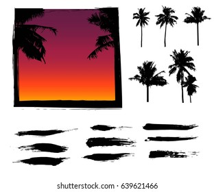 Brush strokes in a boho grunge style on an isolated white background with the concept of banners and frames. .vector illustrations for social media, posters, email, print, promotional material.