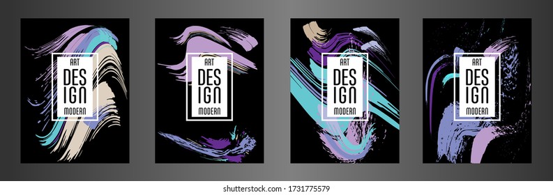 Сovers with brush strokes for books, magazines, catalogs. Vector illustration.