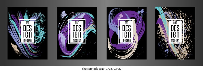 Сovers with brush strokes for books, magazines, catalogs. Vector illustration.