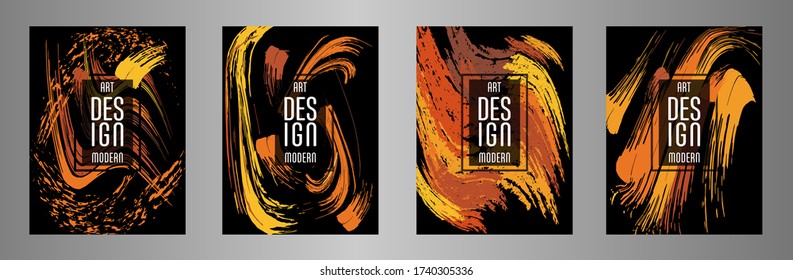 Сovers with brush strokes for books, magazines, catalogs. Vector illustration.