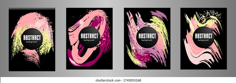 Сovers with brush strokes for books, magazines, catalogs. Vector illustration.