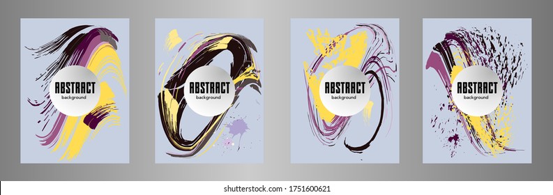 Сovers with brush strokes for books, magazines, catalogs. Vector illustration.
