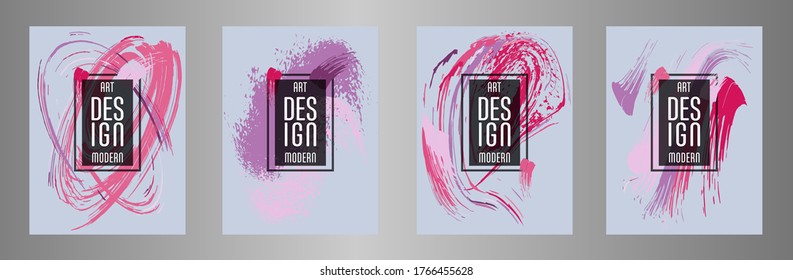 Сovers with brush strokes for books, magazines, catalogs. Vector illustration.