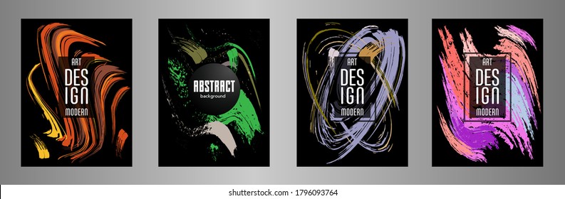 Сovers with brush strokes for books, magazines, catalogs. Vector illustration.