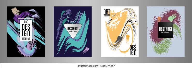 Сovers with brush strokes for books, magazines, catalogs. Vector illustration.