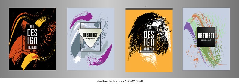 Сovers with brush strokes for books, magazines, catalogs. Vector illustration.