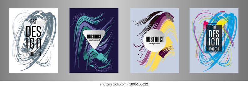 Сovers with brush strokes for books, magazines, catalogs. Vector illustration.