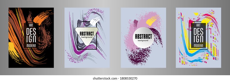 Сovers with brush strokes for books, magazines, catalogs. Vector illustration.